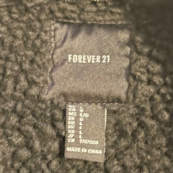 Black Forever 21 Moto Jacket with Teddy Lining and Gold Hardware - Picture 2 of 4